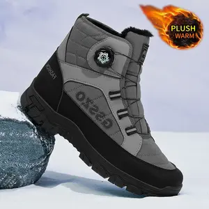 Men's Letter Print Contrast Faux Fur Snow Boots Casual Waterproof Non-slip Ankle Winter Boots for Outdoor Sports Warm Casual Cold Weather Shoes for Men Winter Boots Casual Shoes Boy Footwear