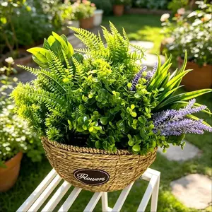 Artificial Plant Outdoor UV Protection Set, 12 Pieces, Includes Lavender, Ferns, Eucalyptus, Boxwood, Non-Fading, DIY Decorations