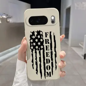 Rounded Edge Phone Case for Google Pixel 10 9 8 7 Pro A XL Vintage National Flag Pattern Shockproof Liquid Silicone TPU Bumper Drop Protection Cover Smartphone Casing