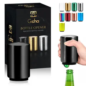 Magnetic Bottle Opener | Automatic Stainless Steel Cap Remover | Magnetic Beer Opener with Cap Catcher | Push & Pull Magnet Bottle Opener Santa-Themed Christmas Gift Bag Set Cordless Electric Wine wine wipes Battery Operated