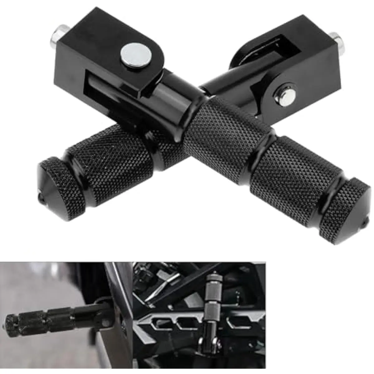 Windance 8mm M8 Passenger Foot Supports Pedals, 90 Degree Foldable Anti-Skid Foot Peg for Motorcycle Scooters Bicycle Electric Bike (Black), Dirt Bike Accessories