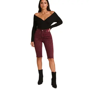 Burgundy Leopard Print Capri Shorts