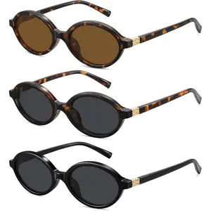 3PCS WOWSUN Retro Oval Sunglasses Womens Trendy Sun Glasses Sunnies UV400 Protection
