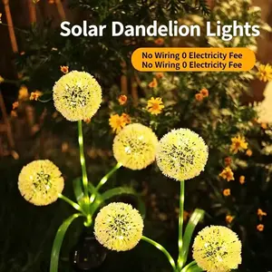 Two-Pack Dandelion Solar Garden Lights, Constant & Flashing Modes, Wireless Installation, Multi-Color LED Balls, Ideal for Yard Decor, Outdoor Lights Solar