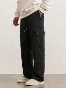 Men’s summer straight-leg cargo pants — trendy streetwear/high-street athletic casual style, loose fit, versatile long trousers for men