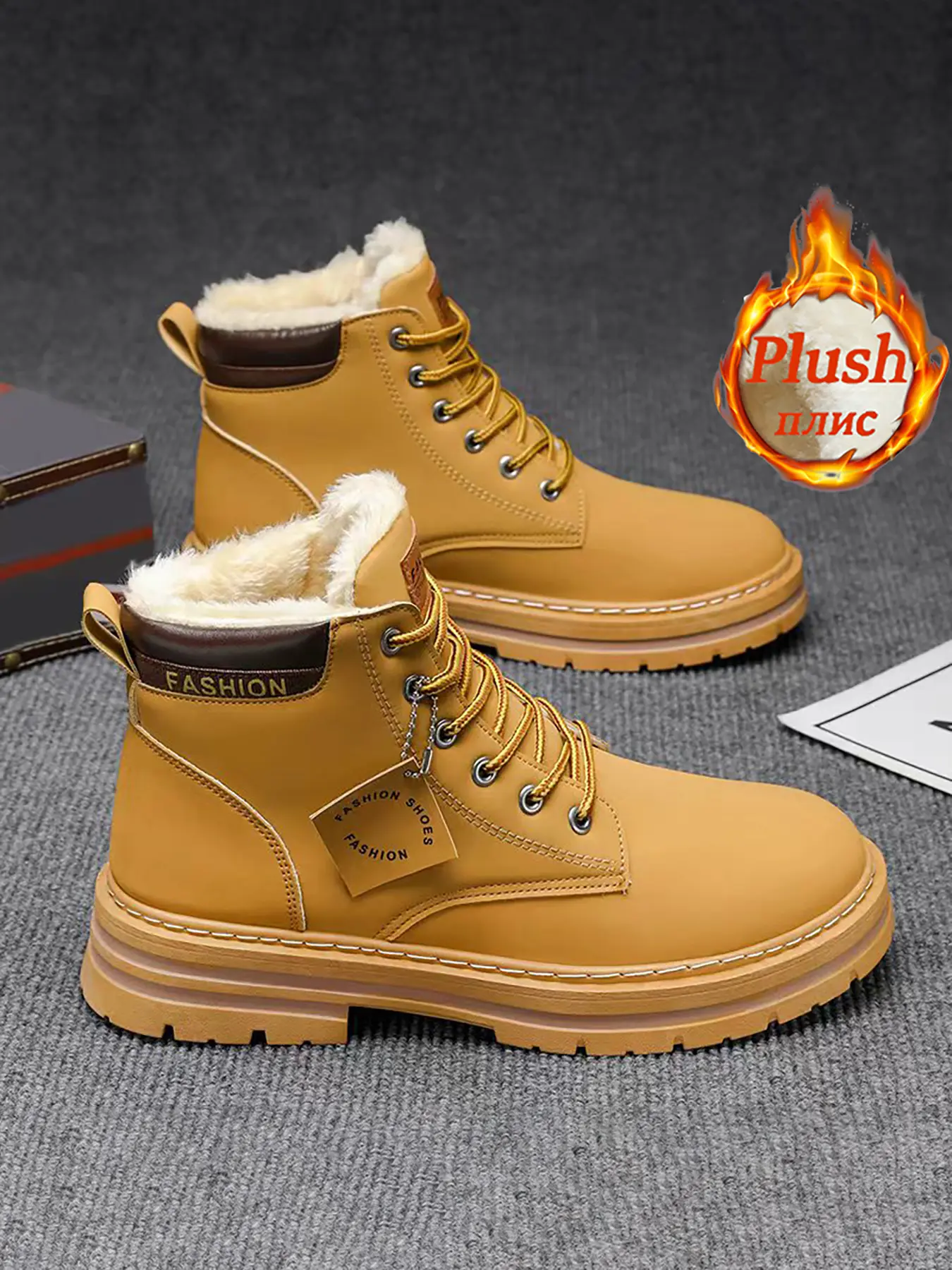 Men's Winter Snow Outdoor Boots, Non-Slip Sole, Hiking Shoes for Cold Weather, Durable Casual Boots, Ankle Casual Boots for Autumn & Winter