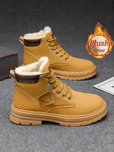 Men's Winter Snow Outdoor Boots, Non-Slip Sole, Hiking Shoes for Cold Weather, Durable Casual Boots for Autumn & Winter