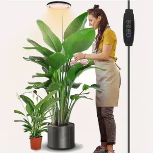 High-Power Full-Spectrum LED Plant Growth Light, USB Adjustable Dimmable Lamp for Indoor Growing Plants Succulents, Extendable Floor Design, Timer Settings