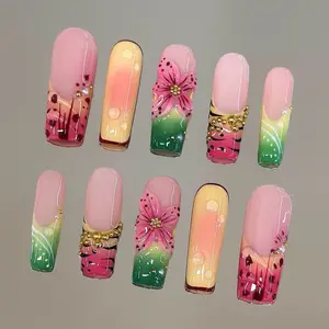 NailVesta MELON PETAL – 100% Handcrafted 3D Press-On Nails | Reusable, Long-Lasting, Salon-Quality black lace nail art nail art