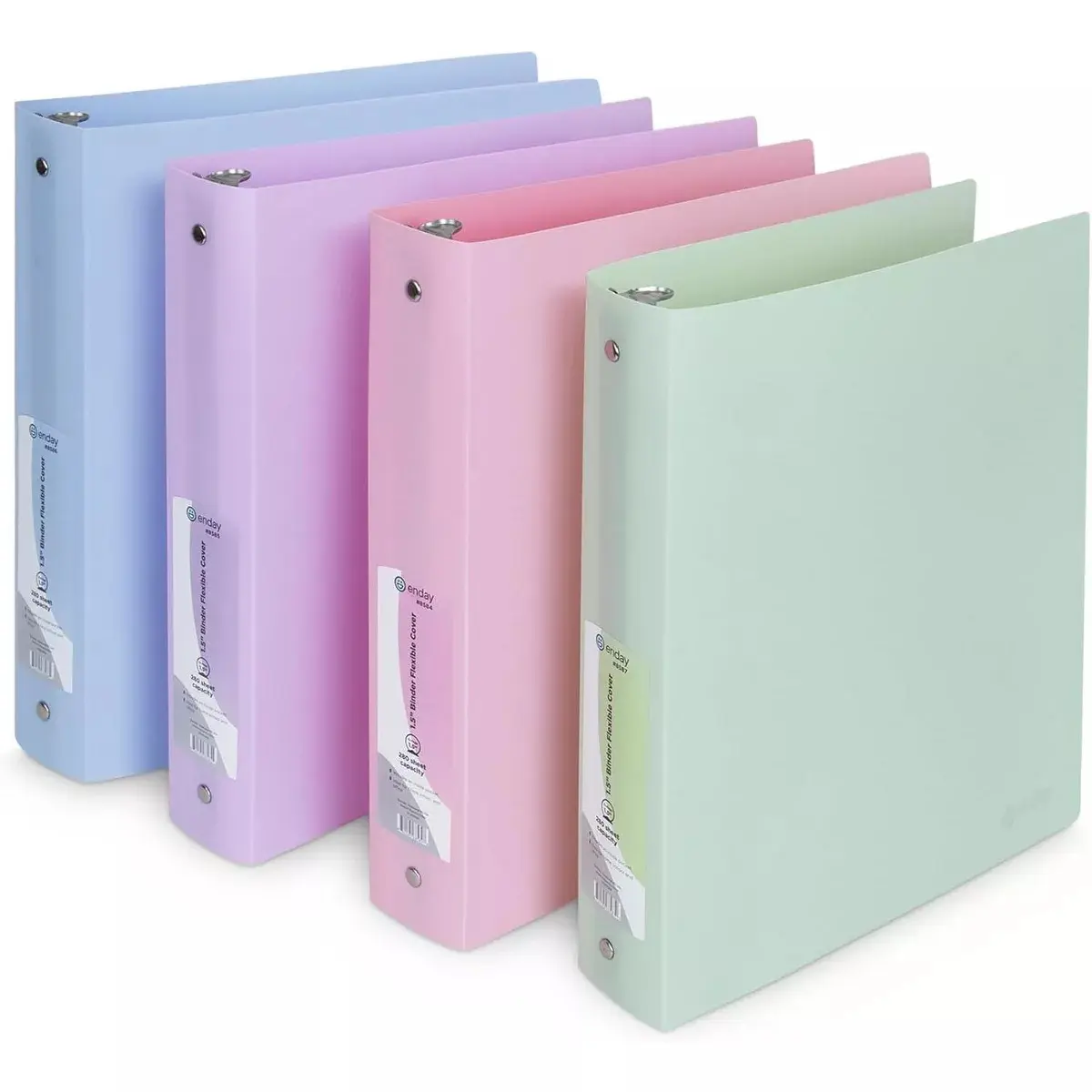 3 Ring Binder (4 Pack) Pastel Flexible Binders Round Ring with Pocket, for School Supplies in Blue, Purple, Pink and Green