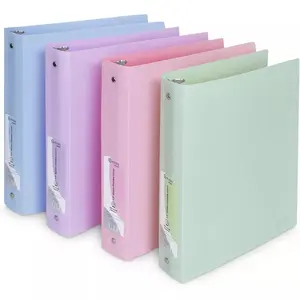 3 Ring Binder (4 Pack) Pastel Flexible Binders Round Ring with Pocket, for School Supplies in Blue, Purple, Pink and Green