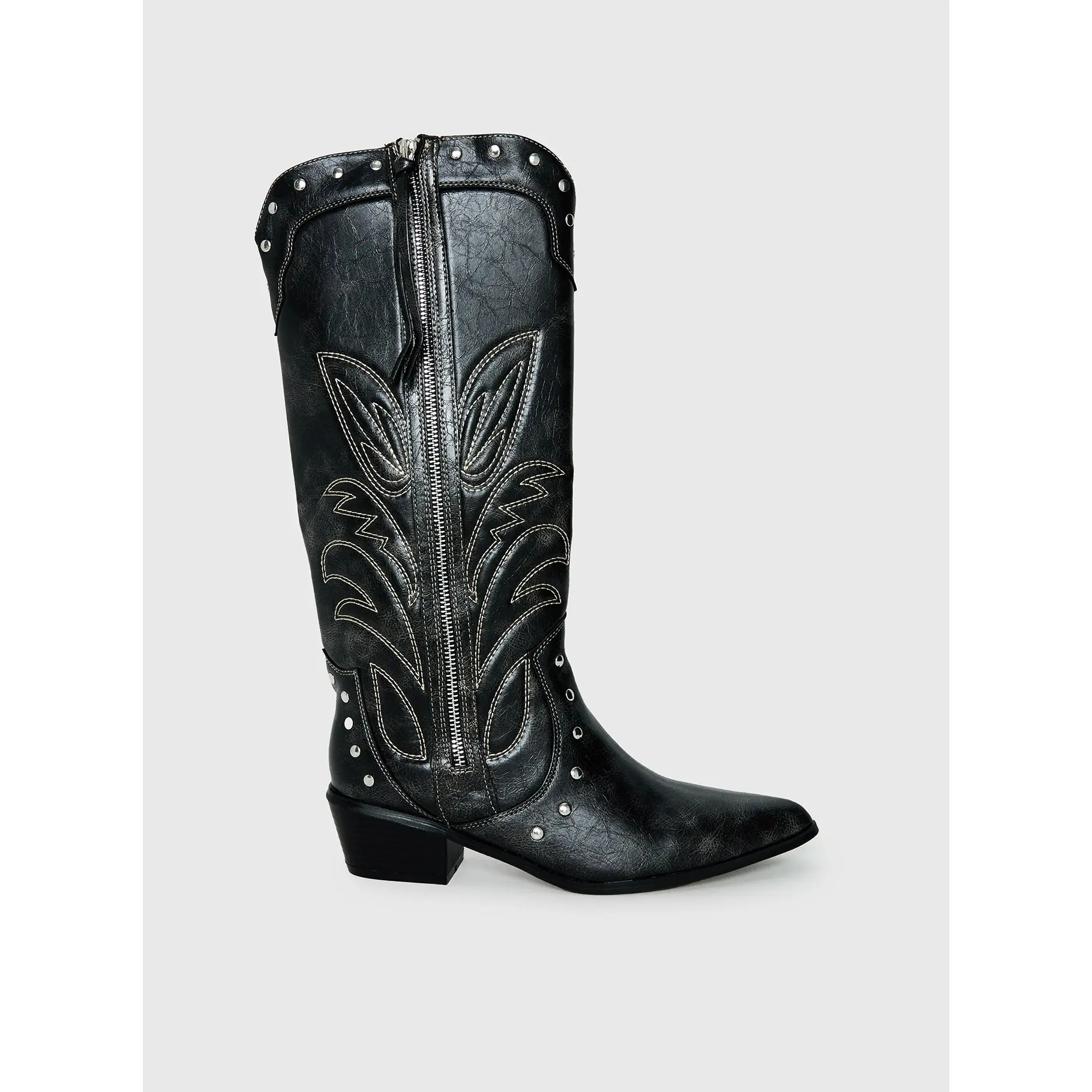 Austin Distressed Cowboy Boots Black