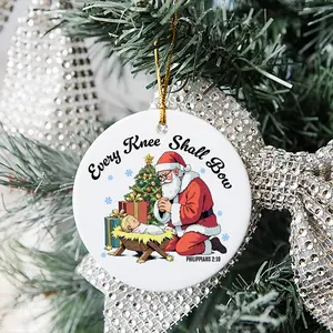 Every Knee Shall Bow Baby Jesus Christmas Ceramic Ornament - Santa Christmas, Nativity Scene Ornament, Christmas Tree Decorations Gift