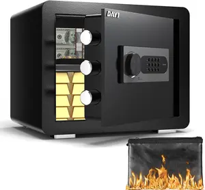 DAYI Safe Box, 0.8 Cubic Feet Home Safe with Fireproof Waterproof Bag, Security Safe Box for Money Cash Valuables, Digital Electronic Keypad, Dual Alarm System, Removable Shelf