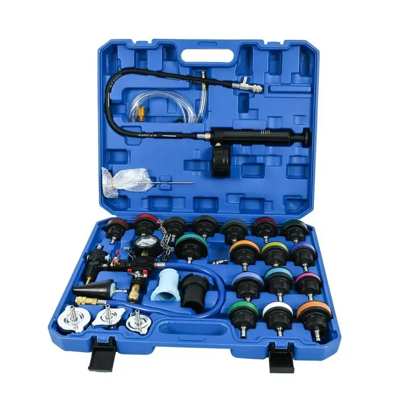 Aluminum Universal Radiator Pressure Tester & Coolant Vacuum Refill Kit, Automotive Maintenance Tools with Hand Pump, Color-Coded Test Caps, Mechanic Tools for Vehicle, Motorcycle Coolant Test-Fill
