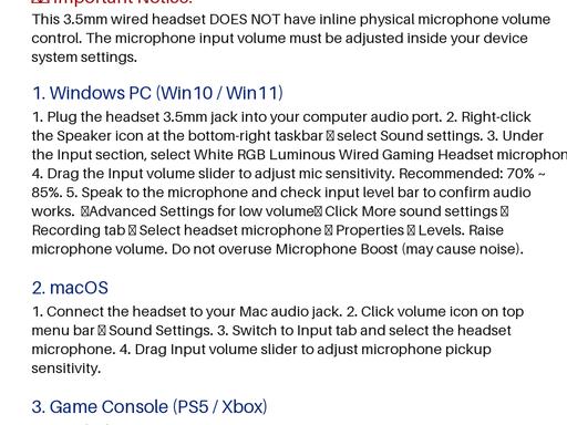 White RGB Luminous Wired Gaming Headset - 3.5mm Over Ear with Mic, 7.1 Surround Sound, Noise Cancelling Stereo, Gaming Equipment Compatible with PS4, PS5, PC, Xbox Series, Switch, Headset For Pc