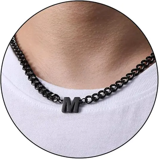 M letter necklace (black)