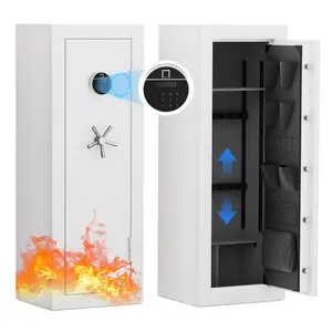 KAER 20-Gun Fireproof Safe - 1400°F/45min Fire Rating, Biometric Lock, Quick Access Rifle & Pistol Cabinet, Adjustable Interior (White)