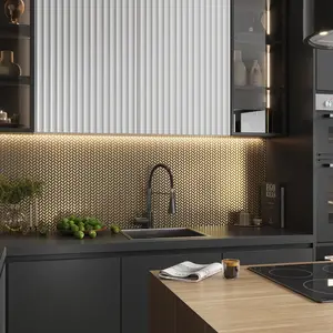 Gold 12x12 Glossy Herringbone Glass Mosaic Tile (6 Cases, 58.50 sq ft/Pallet)