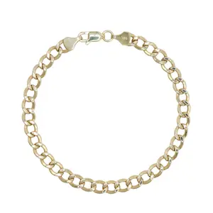 14KT Gold 5mm Cuban Link Bracelet Semisolid - Size 7