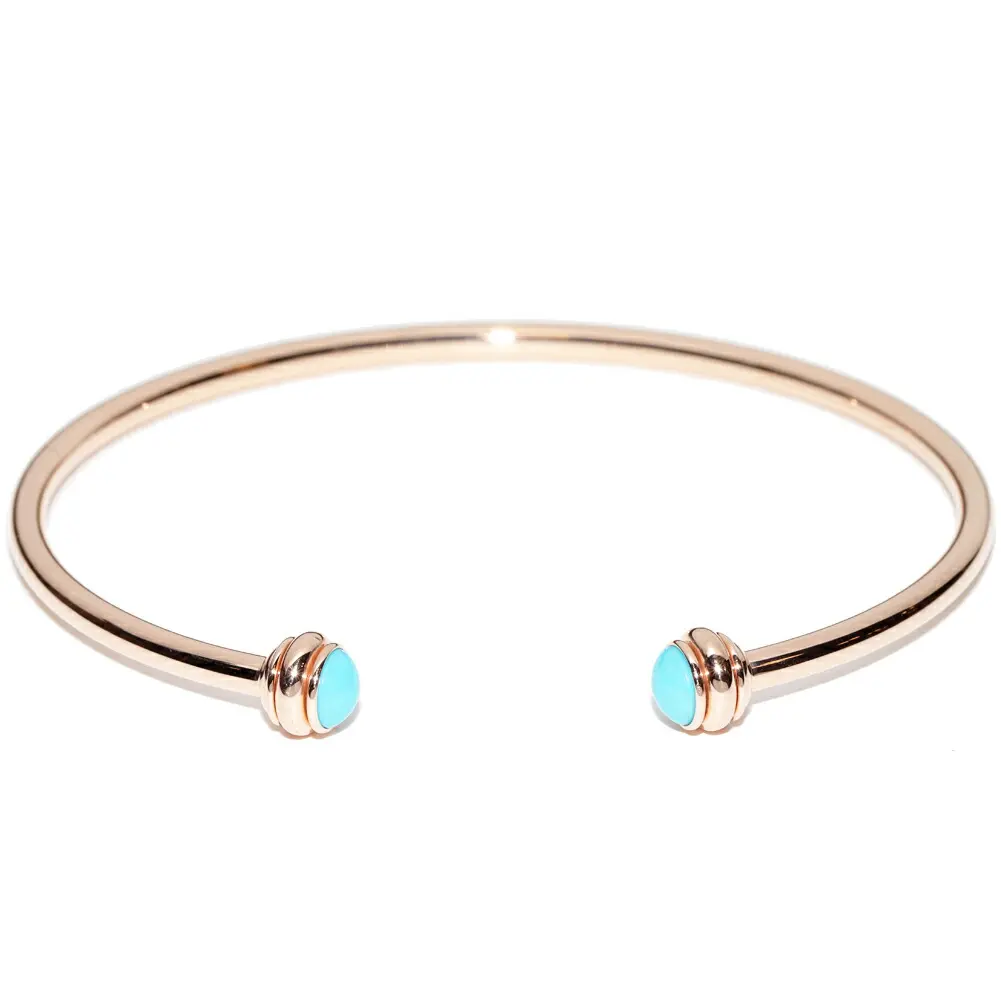 Pre-owned Piaget 18K Rose Gold (Au750) Small Leather Goods Possession Au750 Pink Gold Bracelet Turquoise Size 16