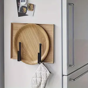 Magnetic Side Tray Organizer Set of 2 – Sticks to Fridge or Any Metal Surface, Kitchen Storage Rack for Plates, Baking Pans & Cutting Boards