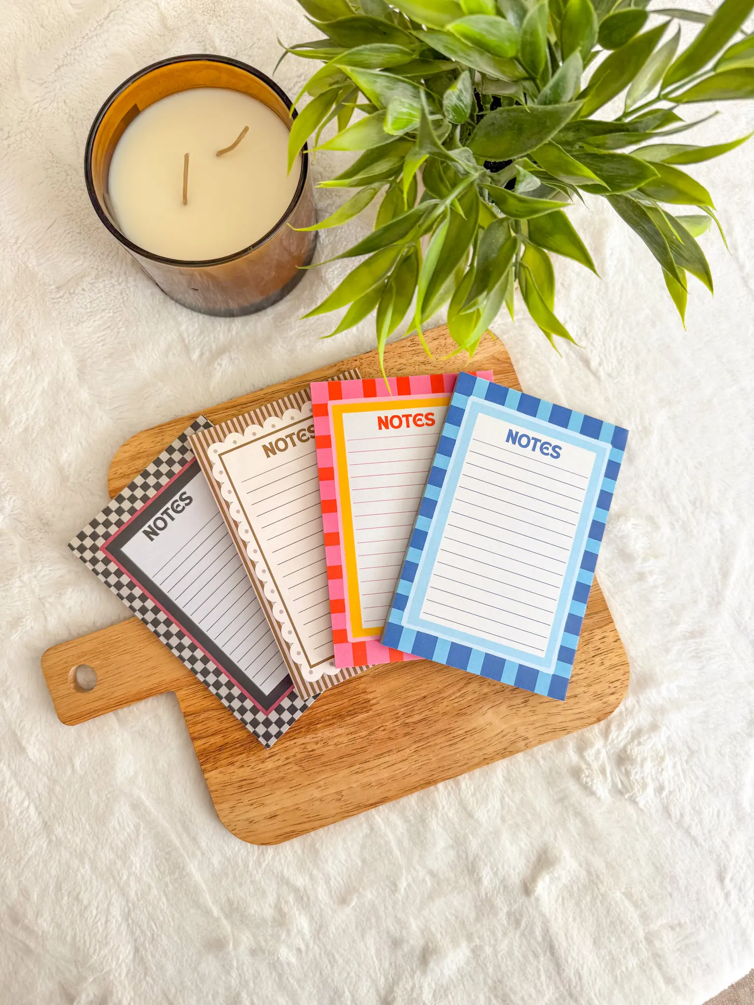 Colorful 4x6 Notepad | Checkered, Striped & Scallop Designs | Cute Notepads | Aesthetic Desk Stationery