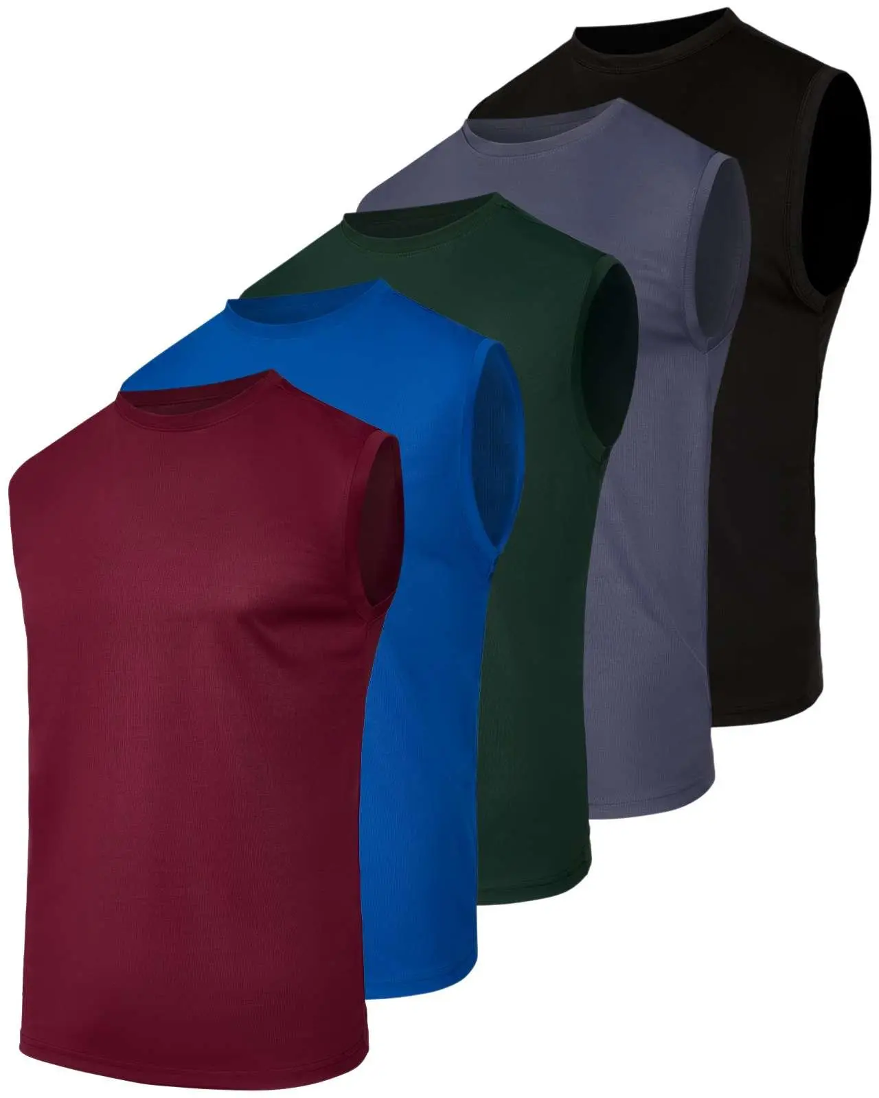 Real Essentials 5 Pack: Men's Mesh Active Athletic Tech Tank Top - Workout & Training Activewear (Available in Big & Tall)