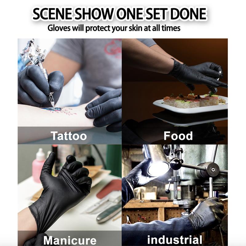 GP Craft  Black Nitrile durable disposable  gloves, 5.5mil, powder free and latex-free, elastic, wear resistant, clean and waterproof Hand Thick Cleaning