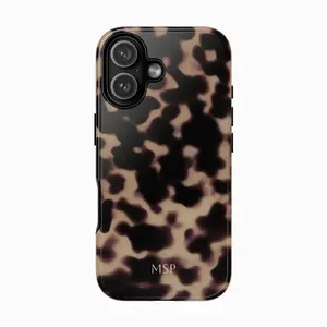 Personalized Monogram Tortoise Phone Case Initials Phone 17 16 15 14 13 12 11 Pro Max Custom Case for Smartphone Cellphone with UV DTF Printing Shockproof Protection