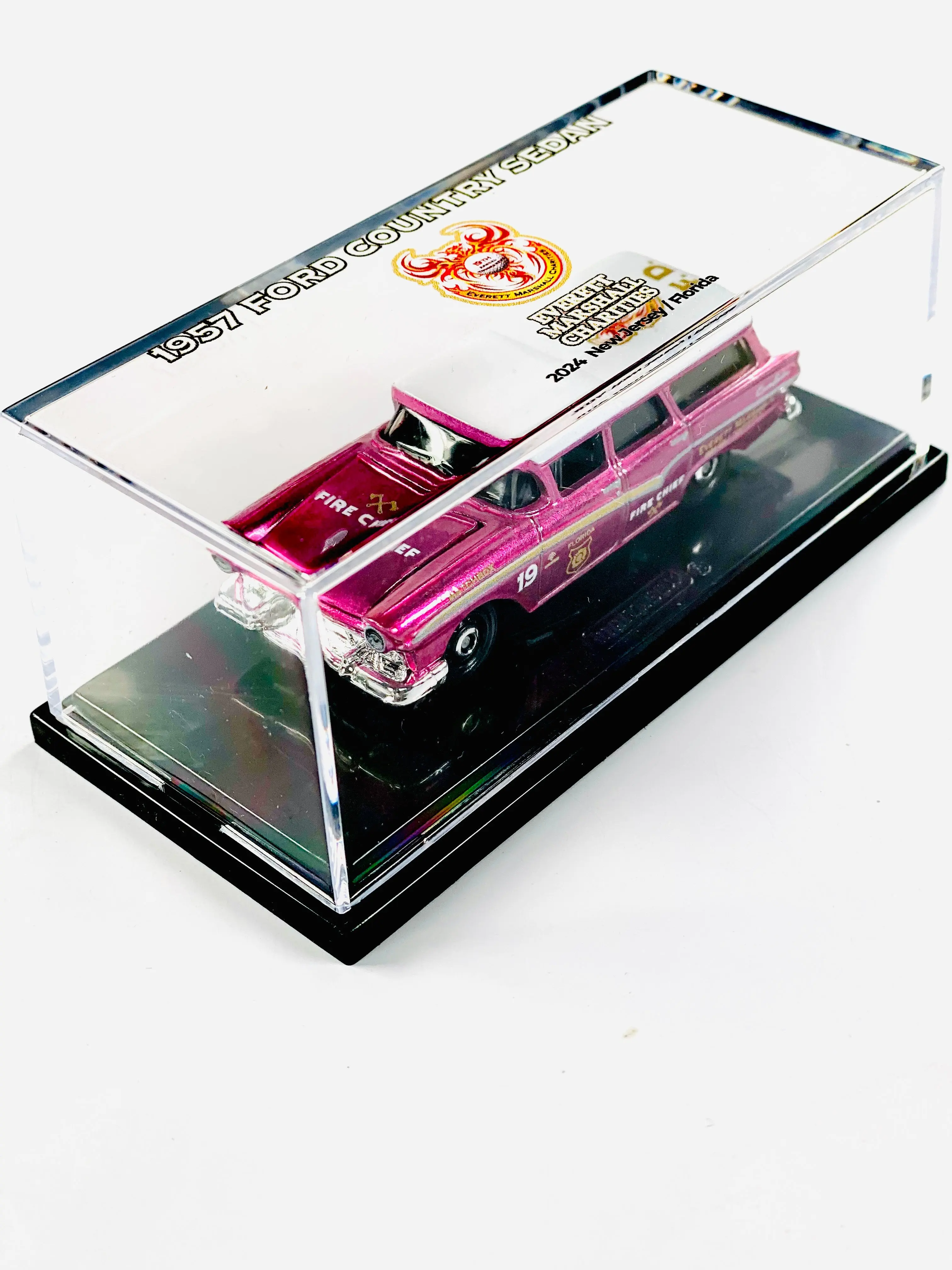 Matchbox 2024 19th Annual Golf Tournament Presents Everett Marshall Charities 1957 Ford Country Sedan Fire Chief Pink Car