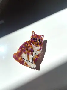 Hand-painted Exotic Tabby Cat Claw Hair Clip | Eco-Friendly