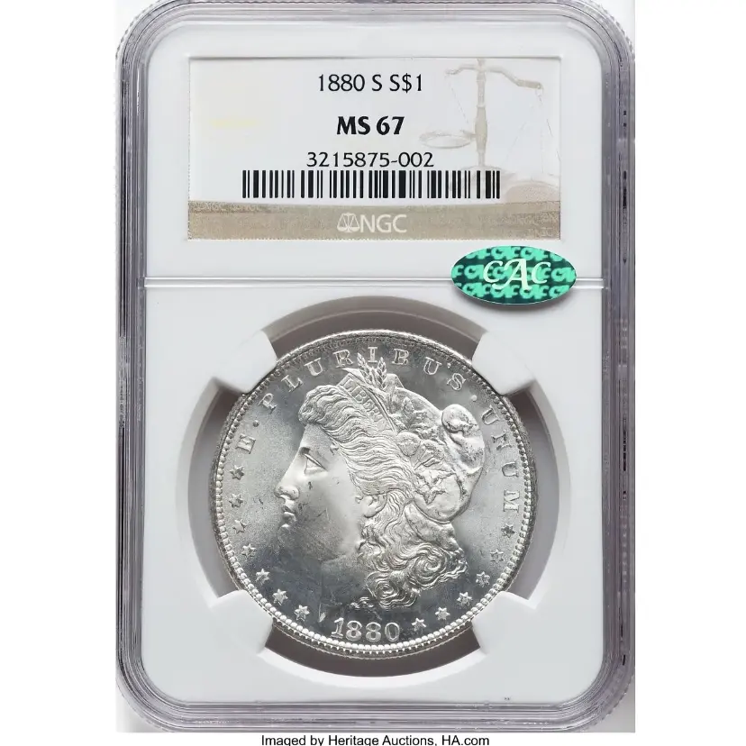1880-S Morgan Silver Dollar, Toned $1 Coin, NGC MS 64 Certified, CAC Verified (Collectible Numismatic Coin)