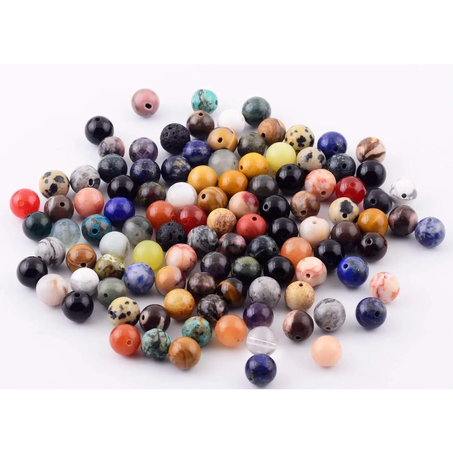 Natural Stone Beads 100pcs Round Genuine Real Stone Beading Loose Gemstones Hole Size 1mm DIY Smooth Bead for Bracelet Necklace Earrings Jewelry Making(Natural Stone Beads Multicolor, 8mm) Natural Stone Beads 100pcs Round Genuine Real Stone Beading Loose Gemstones Hole Size 1mm DIY Smooth Bead for Bracelet Necklace Earrings Jewelry Making(Natural Stone Beads Multicolor, 8mm)