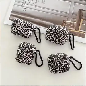 Leopard Print Earphone Case For Airpods Pro 2 Silicone Protective Cover For Apple Airpods 4 1 2 3rd Generation Shell With Hook