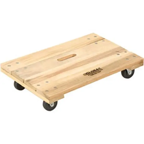 Heavy-Duty Poplar Wood Dolly (Global 952156), 36x24 in Solid Deck, 4 inches Flush Top Bolted Construction, Swivel Wheels, 1000 lbs Capacity