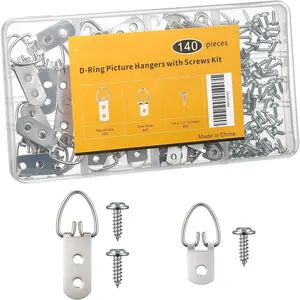 (2 Sizes, 140 count) D-Ring Picture Hangers with Screws Kit - 40 Single Hole & 20 Double Hole Hangers with 80 Screws | Heavy Duty Wall Hooks for Frames Mirrors Canvas and Picture  Hardware