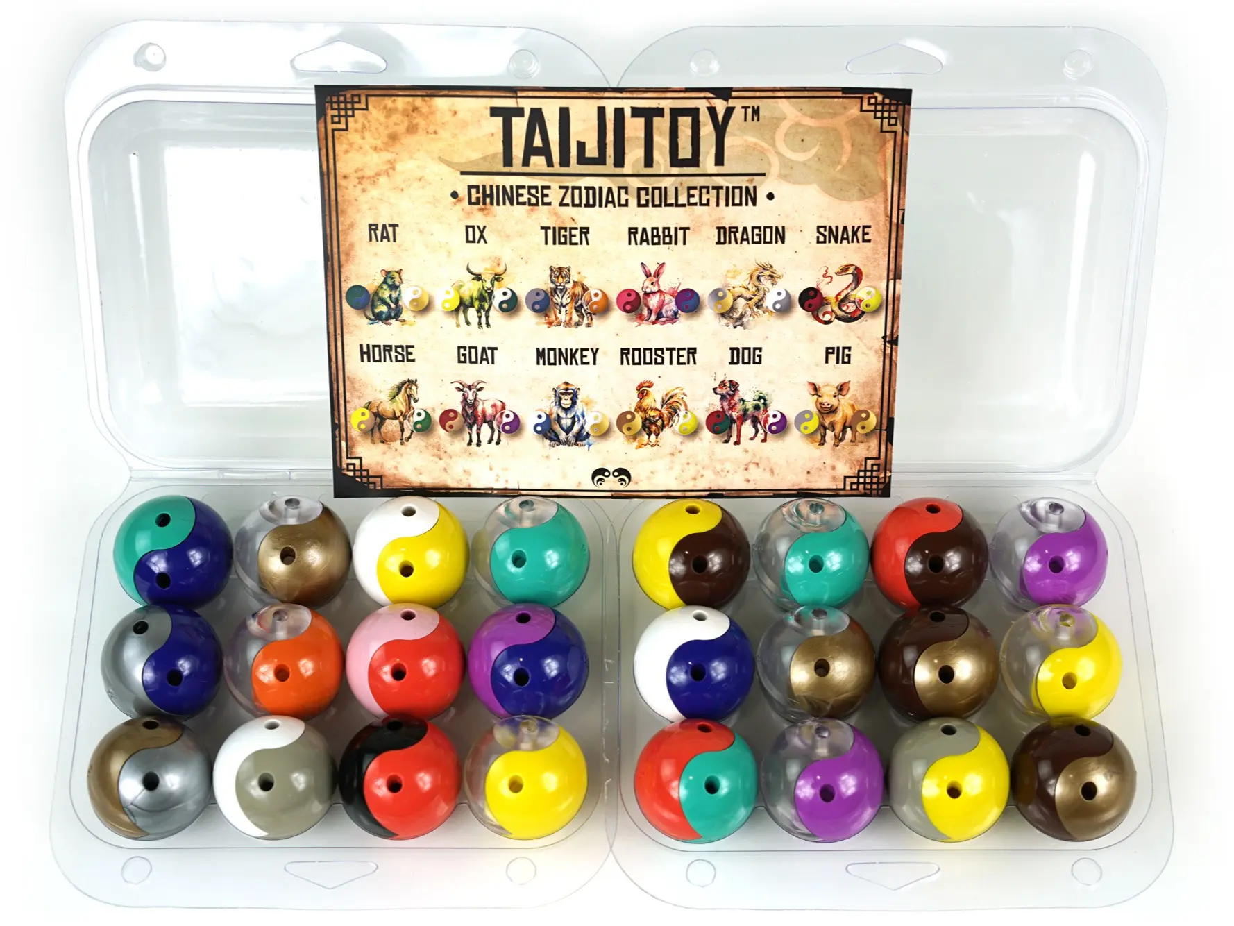 TaijiToy: 12 Chinese Zodiac Signs - 3D Yin Yang Ball | Interlocking Desk Toy | Chinese New Year | Gift