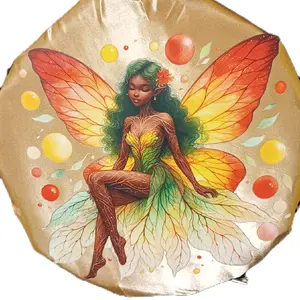 Golden Earth Fairy Satin Bonnet – Nature Goddess Art, Luxury Satin Hair Bonnet
