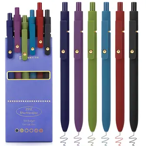 Minimalist Press Type Quick Drying Carbon Pen, Colorful 6 Counts Toot Pen Press Gel Pen for Journaling, Office ,Stationary, School Study Supplies Markers Accessories