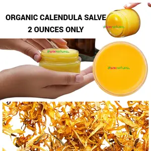 ORGANIC CALENDULA SALVE Skincare Comfort Skin Repair - 2 OUNCES Organic Calendula Salve with Castor oil Eczema  Diaper Rashes Stretch Marks Body Care, Unscented, Coconut Free Cream - Herbal Infused Soothing Skin Salve, Made with Organic Herbs