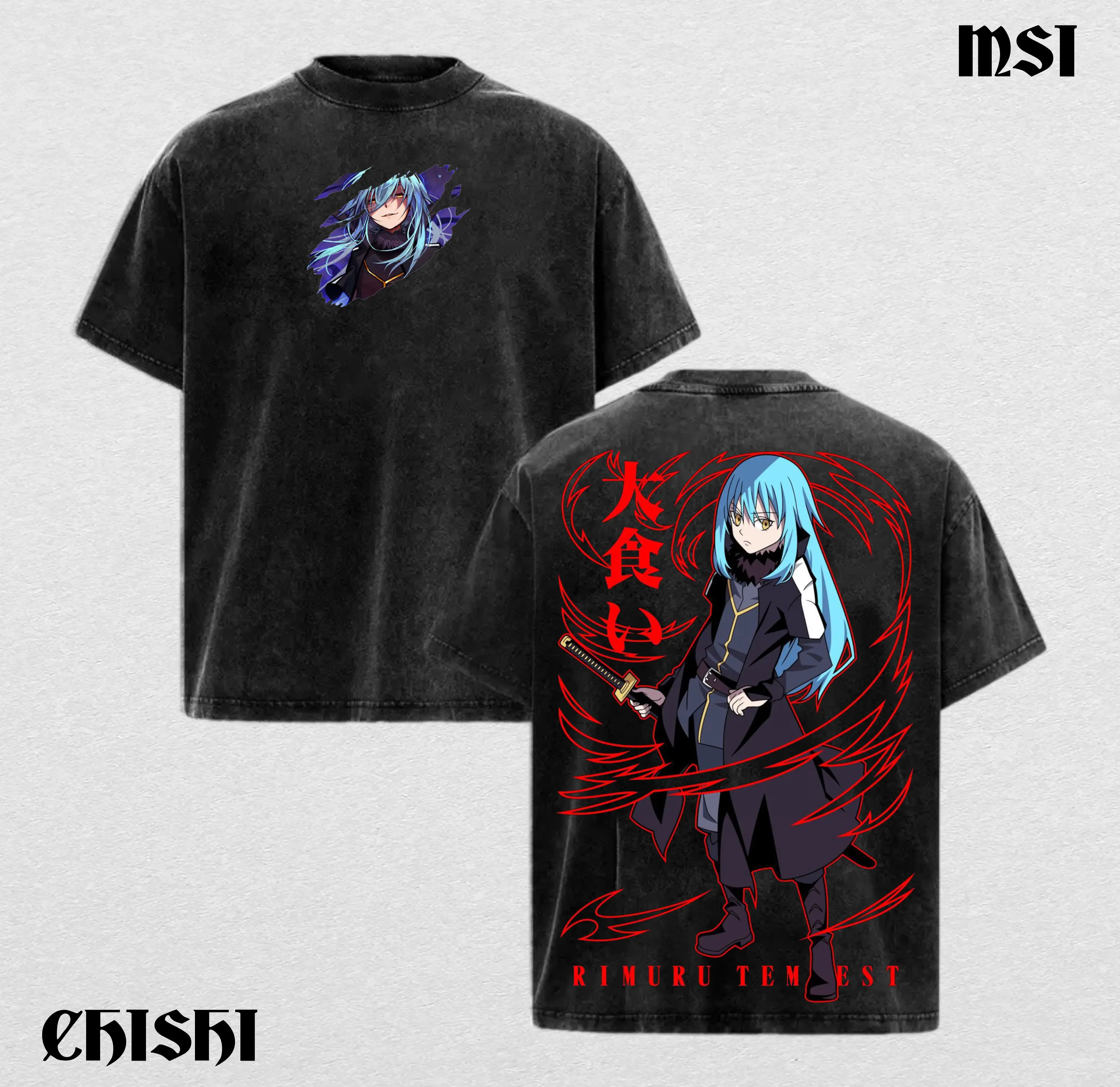 [COLLECTION] Rimuru Tempest Demon Form That Time I Got Reincarnated as a Slime Washed T-Shirt – Anime Graphic Tee, Japanese Streetwear Oversized Shirt, Rimuru Anime Merch Gift for Fans