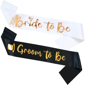 2 Pack Bride and Groom to be Sash Set Bachelorette Party Bridal Shower Decorations and Accessories Gifts for Bride Wedding Engagement Party Photobooth Props.