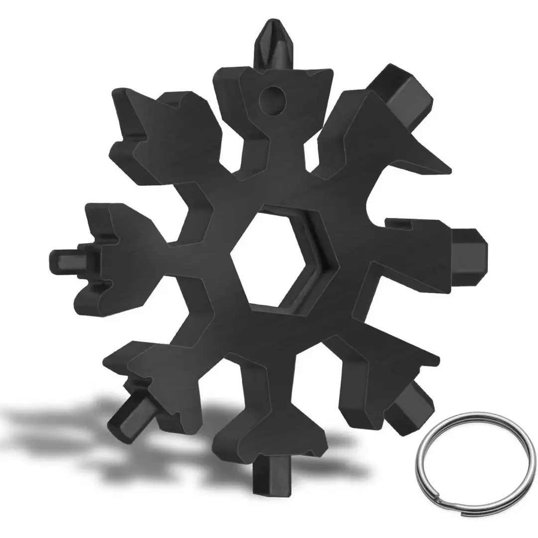 1pc 18-in-1 Snowflake Multitool Set, Stainless Steel Portable Bottle Opener, Flat Phillips Screwdriver, Wrench, Can Be Used As a Keychain Ornament, Ideal Christmas Gifts for Men, Cool Camping Gadgets, Unique Dad Gifts from Daughter