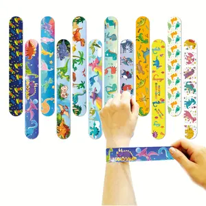 12pcs Dinosaur Slap Bands, Dinosaur Slap Bracelets Wristbands, Dinosaur Snap Bands, Party Bag Fillers, Classroom Prizes, Party Favors, Birthday Gift