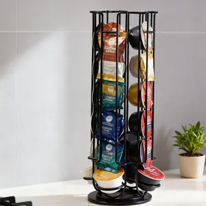 Pintu Coffee Pod Holder Stand, Holds 24 Pods, 360 Degree Rotating Base, High-Quality Iron Design, Perfect Gift for Coffee Lovers