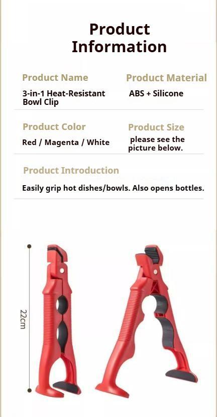 3-in-1 Dual Head Hot Plate Gripper – Anti-Scald Clip & Heat Resistant Silicone Kitchen Tool for Bowls, Plates, Steamers, Ovens & Microwaves. Built-in Lock & Bottle Opener, Compact Multi-Purpose Kitchen Gadget. Utensils 3-in-1 Dual Head Hot Plate Gripper – Anti-Scald Clip & Heat Resistant Silicone Kitchen Tool for Bowls, Plates, Steamers, Ovens & Microwaves. Built-in Lock & Bottle Opener, Compact Multi-Purpose Kitchen Gadget. Utensils