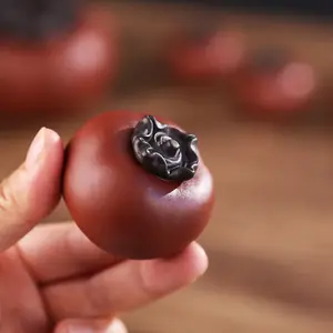 "Everything" (Persimmon) Ruyi Zisha Persimmon Tea Pet Ornaments Fine Tea Set Small Tea Toy Decoration Creative Tea Ceremony Simulation Fruit Accessories Clay