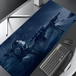 Military Themed Sniper Design Pattern Mouse Pad, Large Game Mouse Pad, Aesthetic Desktop Decoration Protective Pad, Non-slip Rubber Pad