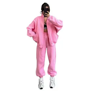 TFNOSIZE 2026 Fall/Winter Zip Pocket Sweat Set  Loose Fit Hoodie & Joggers ?C Trendy Streetwear Outfit